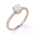 thumbnail image 4 of JeenMata Solitaire - Cathedral - 1 Carat Round Cut White Galaxy Opal - Dainty - Prong Set Engagement Ring - 18K Rose Gold Plating Over Silver, 4 of 7