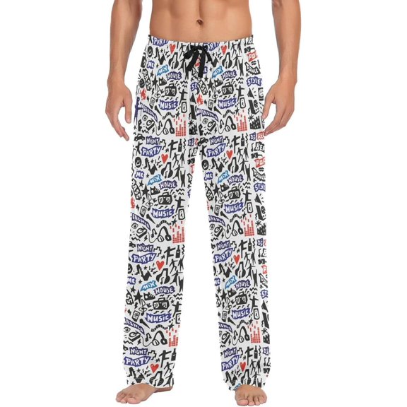 GZHJMY Musical Notes Pajama Pants for Men, Lounge Pants Lightweight Men Pajama Bottoms with Drawstring Pockets, Christmas New Year Birthday Gifts, X-Large