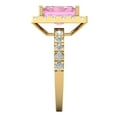 thumbnail image 3 of Clara Pucci 14K Yellow Gold Solid Gold Pink Solitaire with Accents Anniversary Ring for Women - 3.84 cttw Emerald Cut, 3 of 8