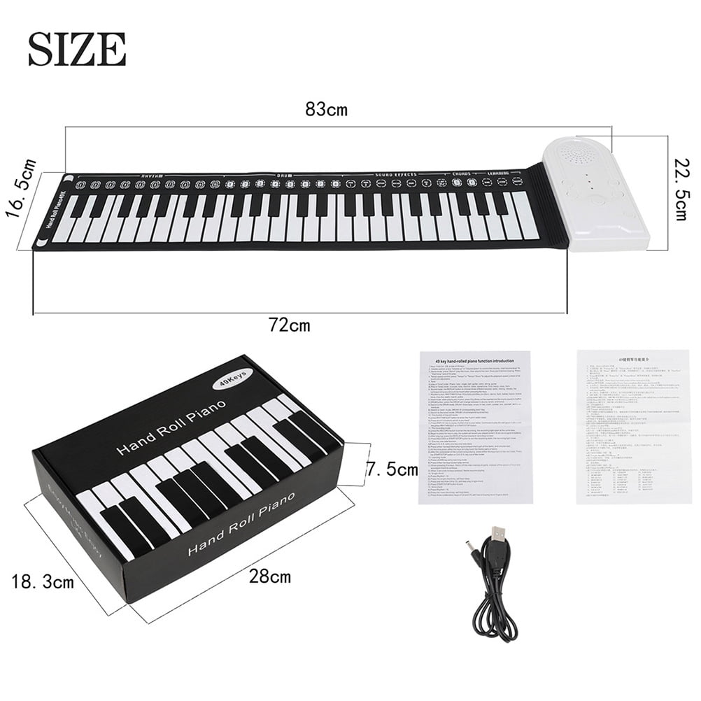 Greenadscape 1 Set Foldable Roll-Up Piano for Musical Education and Home Use