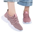 thumbnail image 5 of Daznico Women's Wide Fit Fly Weave Sneakers - Breathable Thick-Sole Tennis Shoes with Shock Absorption,Color:Pink,Size:6.5, 5 of 8