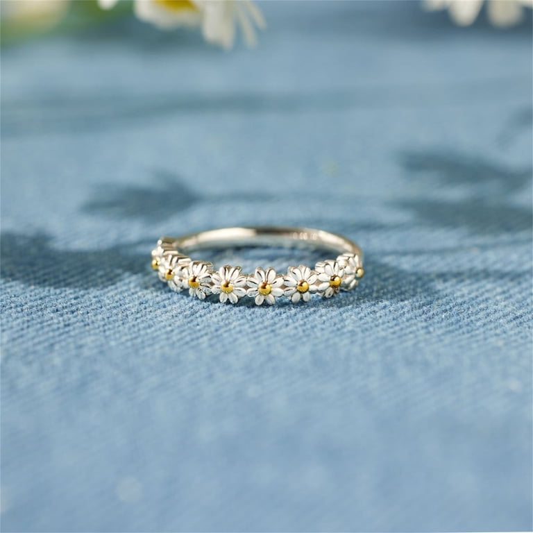 Handmade Dried Flower Resin Ring - Gold Plated Stainless Steel Adjustable Vintage Floral Ring For Women, Gift