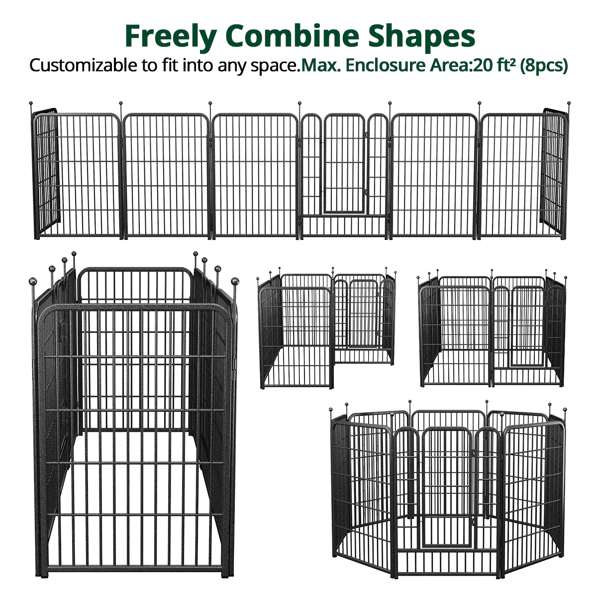 DomiPet Dog Playpen 8 Panels 40Inch Heavy Duty Dog Pen Pet Fence Playpen Indoor Outdoor
