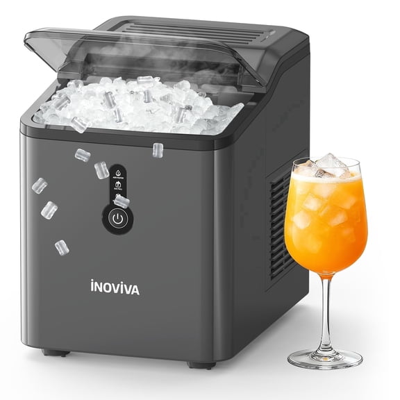INOVIVA Countertop Portable Nugget Ice Maker, 6 Mins Quick Ice Making, FLASHCHILL™ Tech, 26.5 LBS Per Day, Self-Cleaning Function for Home Office Party Use