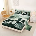 thumbnail image 2 of Manfei Wild Wolves Queen Sheets,Natural Mountain Queen Sheet Sets,Green,4 Pieces,1 Flat Sheet, 1 Fitted Sheet and 2 Pillowcases, 2 of 6