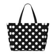 thumbnail image 2 of Gaeub Black and White Polka Dot Beach Travel Bag, Multi-Pocket Beach Bag, Summer Vacation Bag, Beach Essentials Tote, 2 of 7