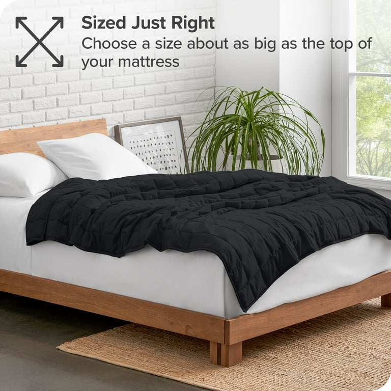Bare Home 30 lbs Weighted Blanket for Adults 80 x 87 210tc Twill Cotton Black