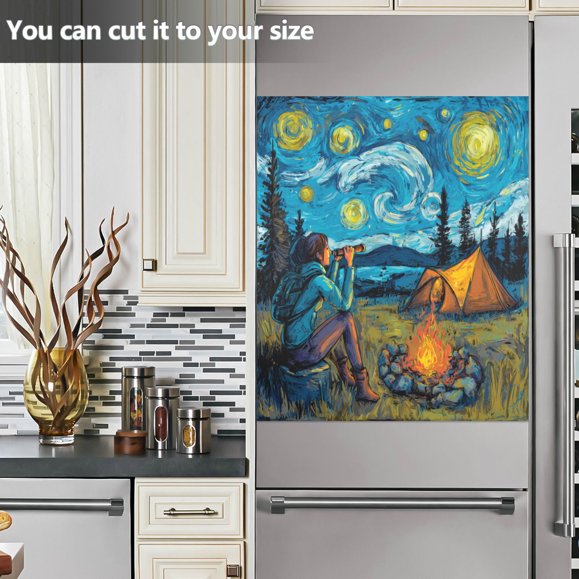 Dishwasher Magnetic Refrigerator Magnet Cover Sticker Home Decorative 23"x26" Wild Camping