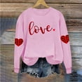 thumbnail image 6 of ZHYou Valentine's Day T-Shirts for Women Long Sleeve Valentine's Day Printed V-Neck Loose Fit Casual Soft Spring Summer Shirts,Pink,2XL, 6 of 8