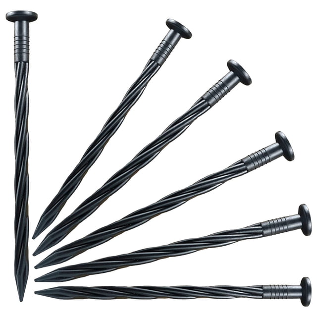 WHEANG Drill Bit Tool Set 30Pcs 8 Inch Plastic Edging Nails Edging Pile Screw Nylon Yard Garden Nails One Size Black