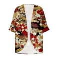 thumbnail image 4 of Abomasnow Summer Cardigans for Women Lightweight 3/4 Sleeve Boho Floral Print Kimono Cardigan Loose Beach Cover Ups Open Front Tops Swimsuit Cover Ups, 4 of 5