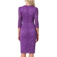 thumbnail image 3 of INSPIRE CHIC Women's Elegant Lace Dress 3/4 Sleeve Wedding Guest Bodycon Cocktail Dresses XL Purple, 3 of 4