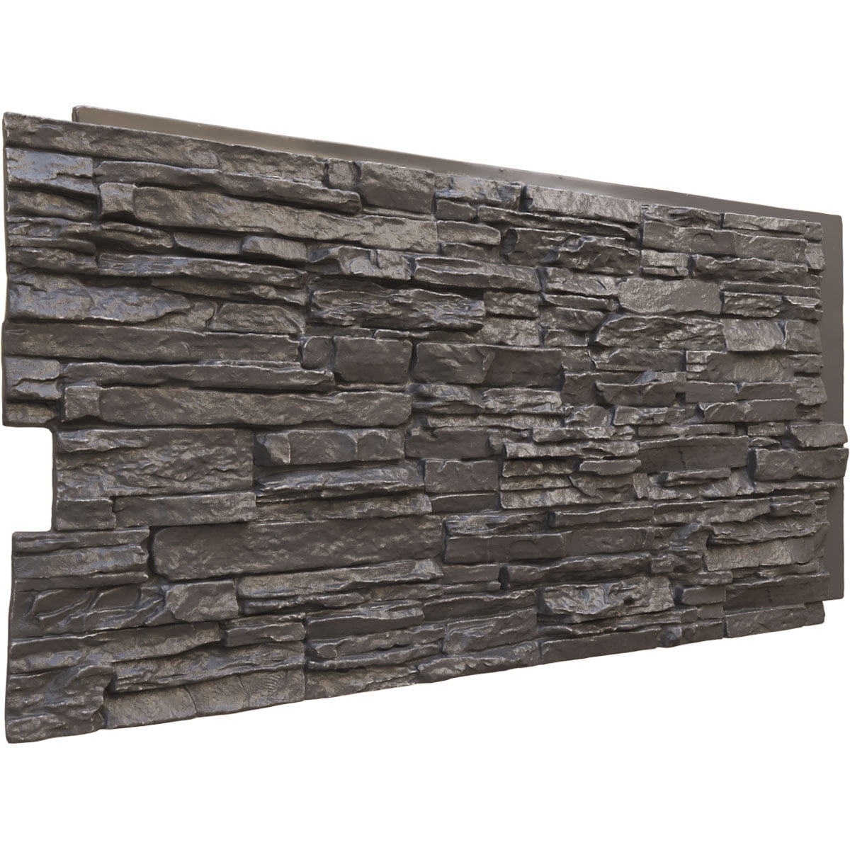 Ekena Millwork 45.75"W x 24.50"H x 1.25"D Canyon Ridge Stacked Stone, StoneWall Faux Stone Siding Panel, Slate Gray