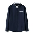 thumbnail image 2 of Men's Long Sleeve Shawl Collar Tops Slim Fit Button Down Solid Color T-shirt, 2 of 6