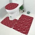 thumbnail image 2 of Red Christmas Snowflake Pattern Bathroom Rugs Sets 3 Piece,Toilet Cover Set,Absorbent Non Slip Bathroom Mats Sets with U-Shaped Contour Rug Toilet Rug Set, 2 of 5