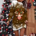 thumbnail image 2 of Wyzesi Robes Longues pour Femmes Formelles Automne Robe Chandail de Noël Imprimée Col Rond Manches Longues Ample Sans Capuche Robe Décontractée Robes de Soirée pour Femmes avec Manches, 2 of 5
