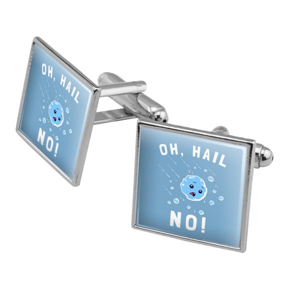 Oh Hail No Hell Funny Humor Square Cufflink Set - Silver or Gold