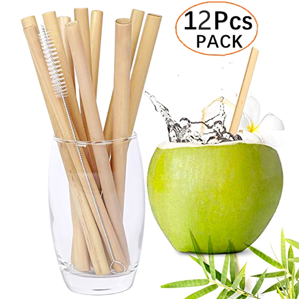 cleaners and carry pouch Reusable eco-friendly natural bamboo drinking straws 