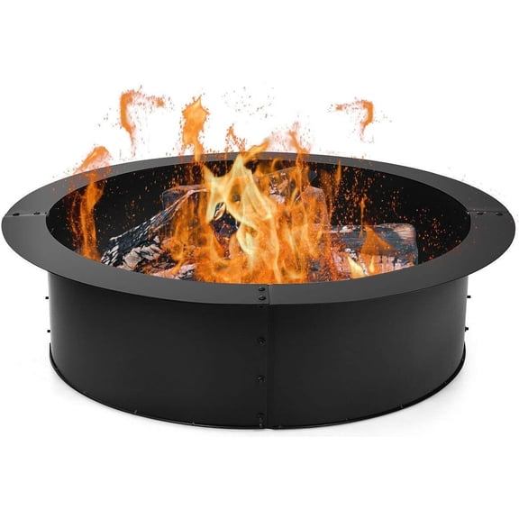 ZOPan Fire Pit Ring Outdoor Firepit Rim Liner 30-Inch Inside Thick Heavy Duty Solid Steel fire Pit Insert, DIY Campfire Ring Above or In-Ground for Outdoor, Patio, Party, Backyard, Black