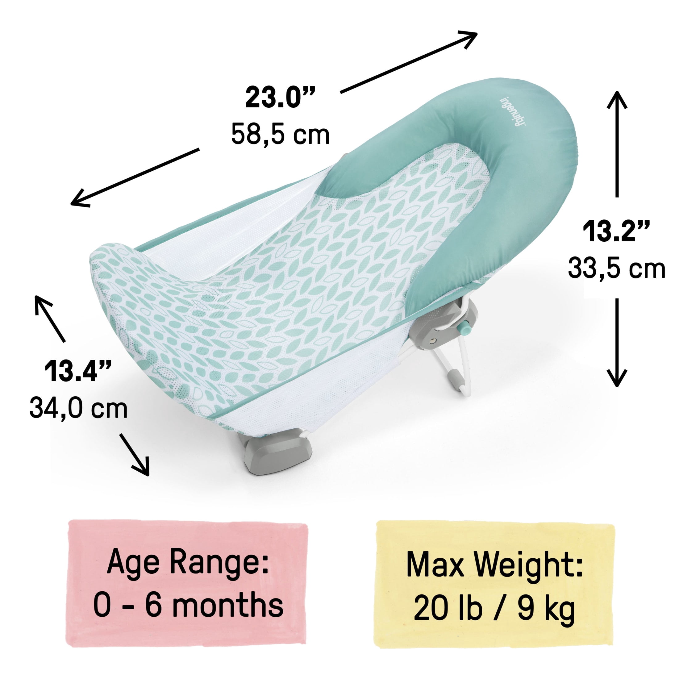 Summer by Ingenuity Foldaway 2-Position Baby Bather, Gray, Unisex