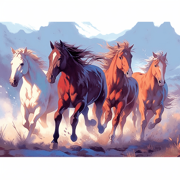 Paint by Number DIY Paint by Numbers Kit for Kids & Adults Beginner DIY Acrylic Painting Kits, 16x20 inch （Horses）