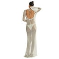 thumbnail image 5 of Springcmy Women Crochet Knit Cover Up Maxi Dress Y2K Sheer Mesh Long Dress Sexy Backless Bikini Bathing Suit Coverups White S, 5 of 6