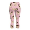 thumbnail image 5 of SCRAWLGOD Pug Dog Pink Soft Capri Leggings for Women Casual Tummy Control 3/4 Cropped Leggings for Workout Running Gym High Waisted Capris Tights with 2 Pockets, XS, 5 of 7