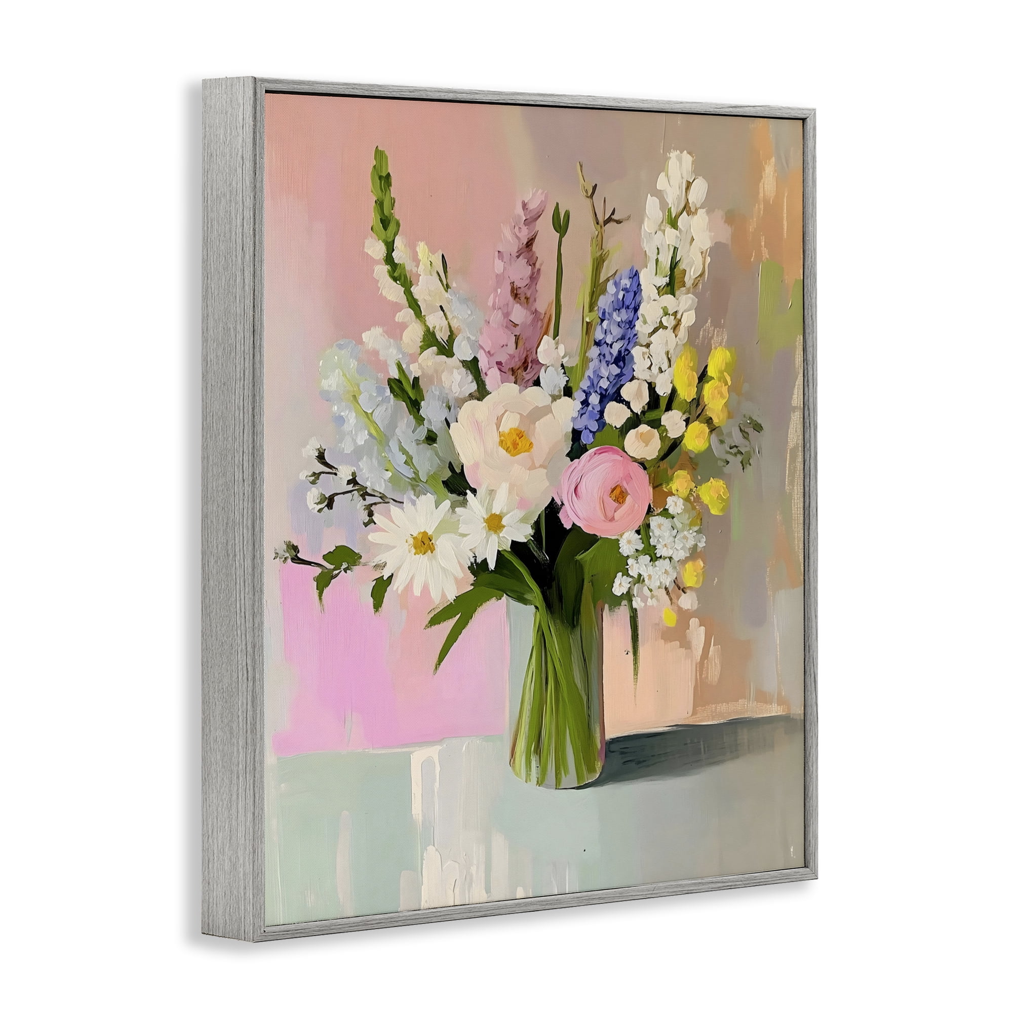 Stupell Industries Glass Vase with Spring Blooms Gray Framed Giclee Art, design by The Prints Vibe