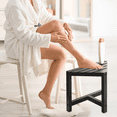 thumbnail image 5 of Bambloom Shower Foot Rest 12 in, Bamboo Shower Stool for Shaving Legs,Corner Bath Shower Bench for Inside Small Shower Spaces,Water Resistant,Black, 5 of 7