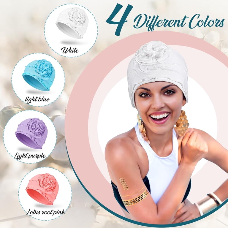 4 Pcs Cotton Chemo Turban Headwear for Women Soft Cancer  display picture 2