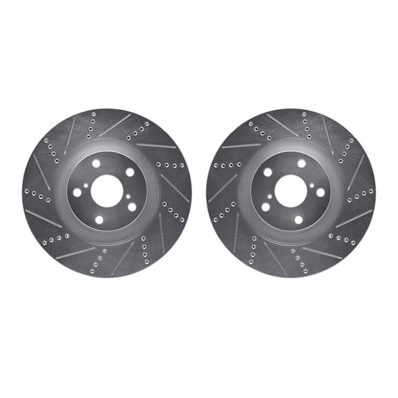 Dynamic Friction Company Front Brake Rotors-Drilled and Slotted-Silver 7002-75002