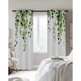 thumbnail image 2 of Blackout Curtains for Bedroom, Green Eucalyptus Leaves Room Darkening Window Drapes for Living Room, Weeping Spring Botanical Summer Thermal Insulated Grommet Curtains, 52x63 inch, 2 Panels, 2 of 9