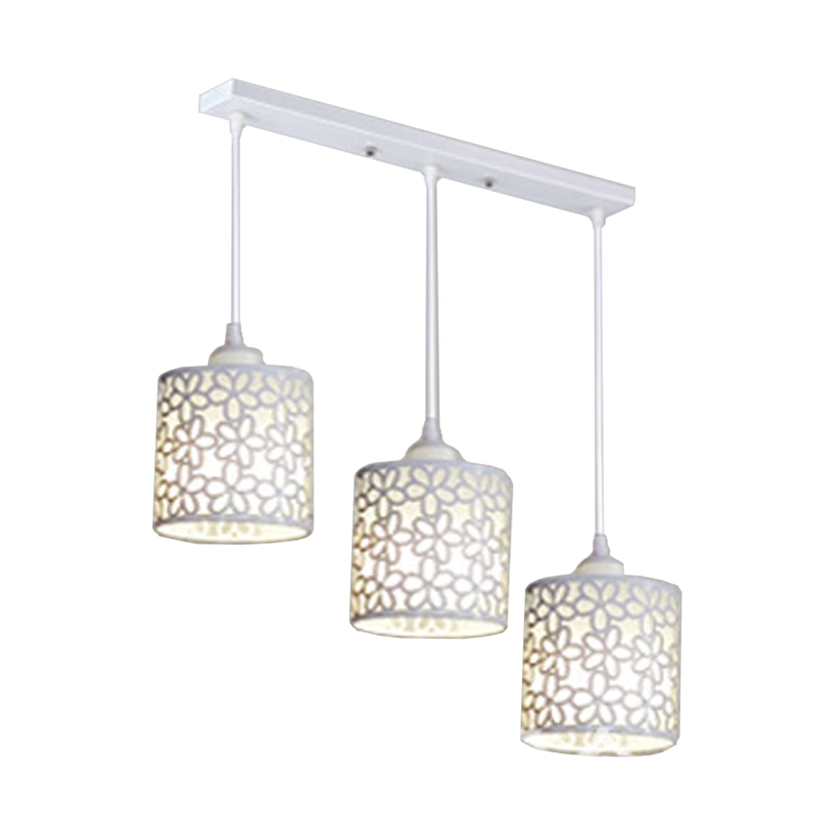 Ceiling Lamp Vintage Hollow Out, Rectangular Metal And Glass 3 Light Chandelier