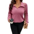 thumbnail image 3 of Gvmfive Womens Plus Size Long Sleeve Lapel Neck Solid Color Blouse Shirt, 3 of 4