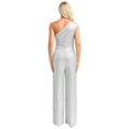 thumbnail image 2 of Xnihocha Combinaison Sans Manches pour Femmes une Épaule Robe de Soirée à Sequins Robe de Soirée Argent 3TG, 2 of 7