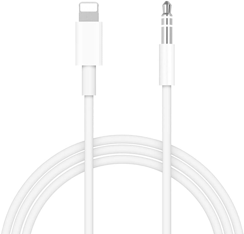 White 3.3FT Aux Cord for iPhone Lightning to 3.5mm Stereo Audio Aux Cable for Car Compatible with iPhone 11/11 Pro/XS/XR/X/8/7/SE/iPad to Car/Home Stereo Apple MFi Certified Headphone Speaker 