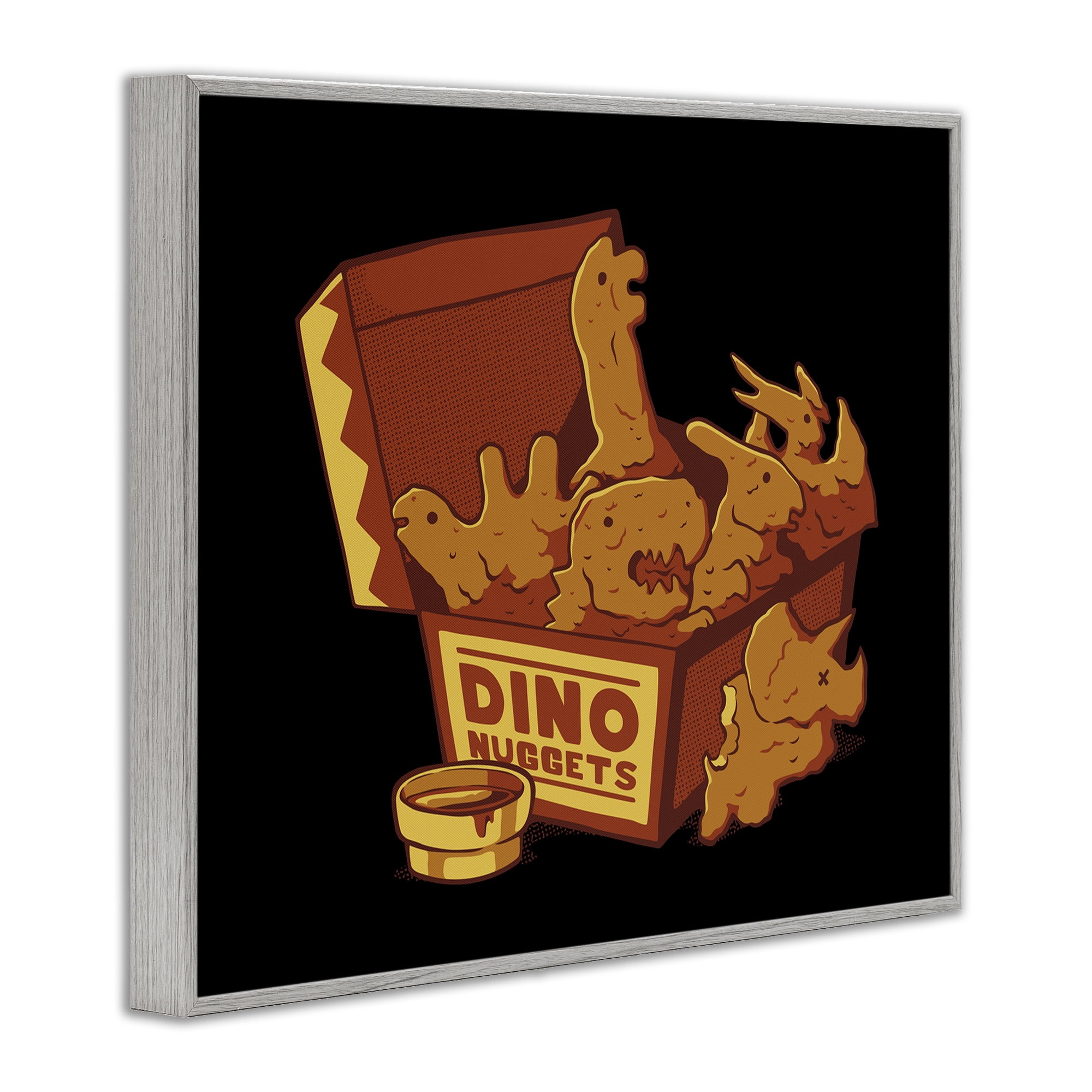 Stupell Industries Dino Nuggets with Sauce Gray Framed Giclee Art, design by Tobe Fonseca