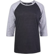 DailyWear Womens Casual 3/4 Sleeve Plain Baseball Cotton T Shirts C.GR/LT.H, Large