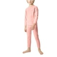 thumbnail image 4 of Riecok Girls Thermal Underwear Sets Long Sleeve Solid Color Pullover Tops and Long Pants Soft Comfortable Bottom Sets, 4 of 8