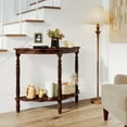 thumbnail image 4 of Gymax 42 Inch Half Moon Console Table w/Shelf & Rubber Wood Legs for Entrance Hallway, 4 of 10