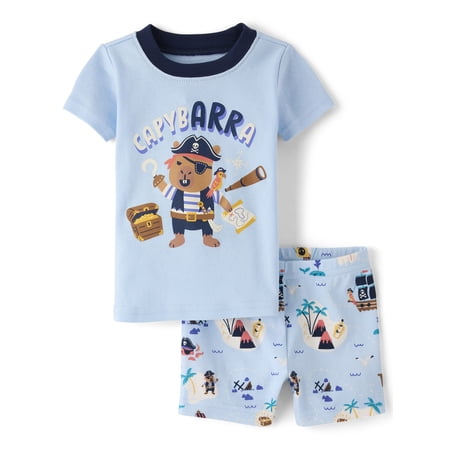 The Children's Place Baby & Toddler Short Sleeve Capybara Pirate Snug Fit PJs, Sizes NB-6T
