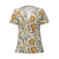 thumbnail image 2 of Honeii Autumn Pumpkins Leaves Print Women's V-Neck T-Shirt,Short Sleeve V Neck Tees Tops for Women , Perfect for Work, Travel, and Everyday Wear, 2 of 7