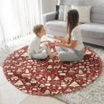 thumbnail image 3 of Red Christmas Icon Pattern Round Blanket,Comfortable Soft Flannel Throw Blanket,All Season,Warm Lightweight Blankets for Sofa Bed Couch Living Room Chair 60"x60", 3 of 5