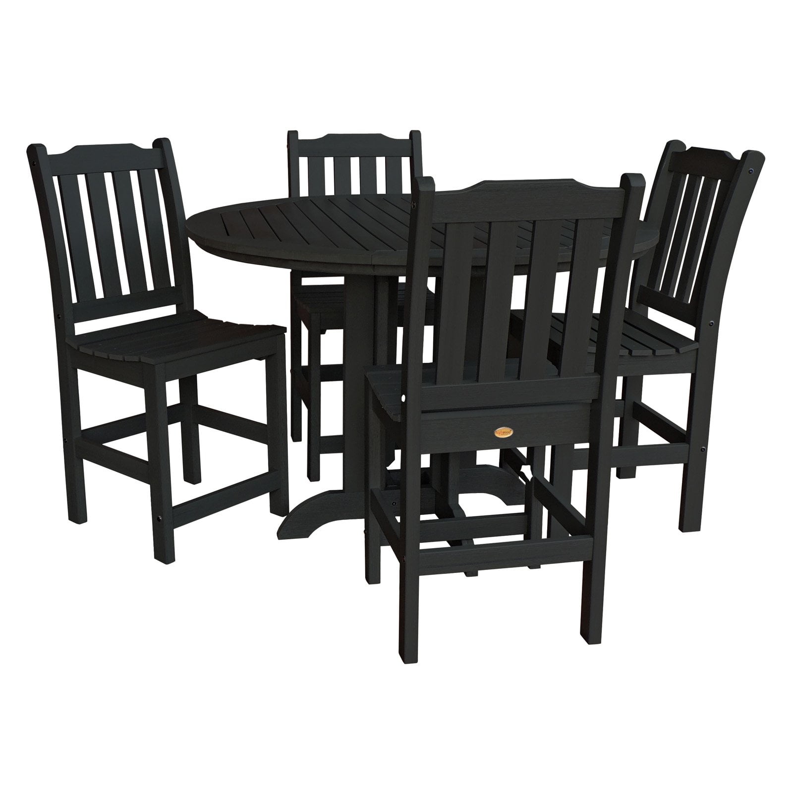 Highwood Lehigh Recycled Plastic 5 Piece Round Counter Height Patio