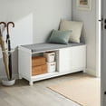 thumbnail image 1 of SoBuy FSR86-W Shoe Bench Shoe Cabinet With 2 Sliding Doors And Seat Cushion, 1 of 7
