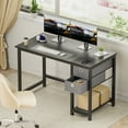 thumbnail image 2 of GIANNA Modern Computer Desk with 2-Tier Storage Drawers, Sturdy Metal Frame, 40" for Home or Office, Black, 2 of 7