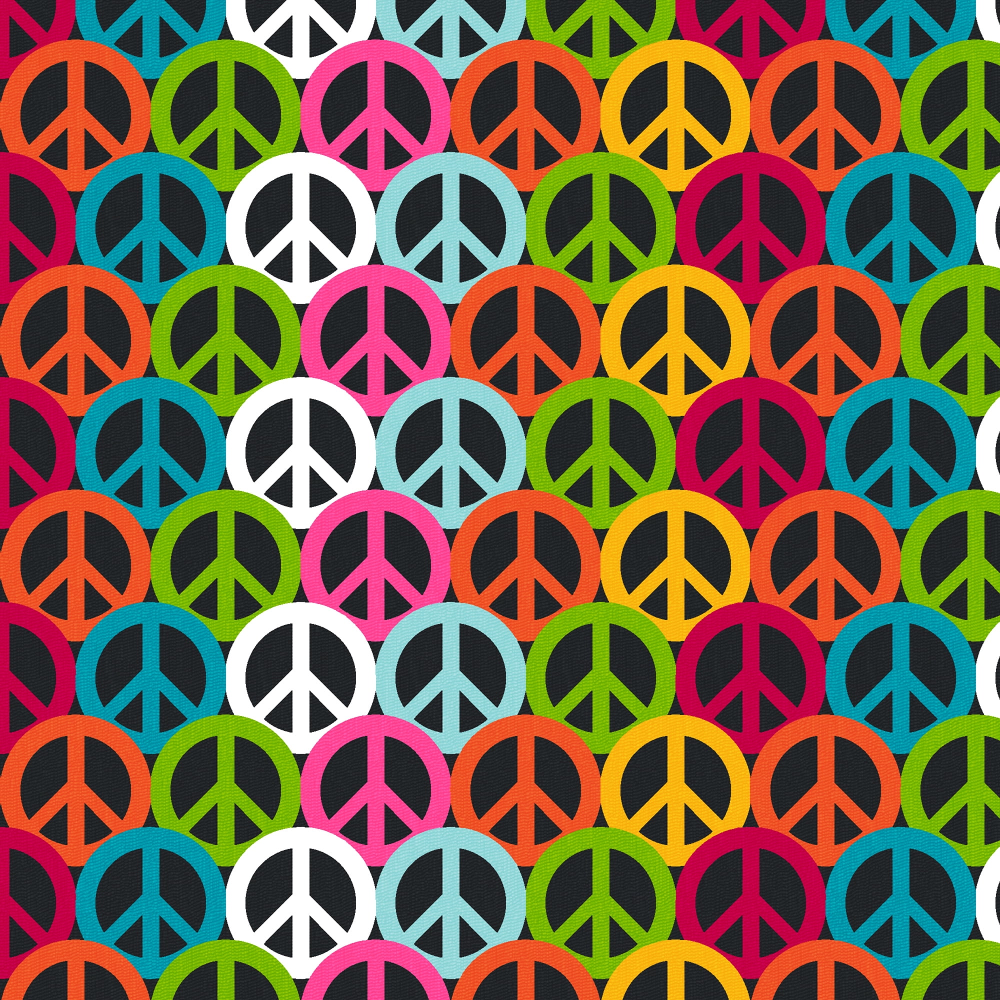 (4 pack) Create It 18"x21" 100% Cotton Peace Sign Precut Sewing & Craft Fabric , Black 1 Piece