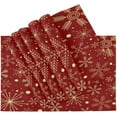 thumbnail image 3 of Christmas Snowflakes On Dark Red Placemats, Washable Table Place Mats for Kitchen Dining Home Table Decoration 12 x 18 inches,Set of 6, 3 of 6