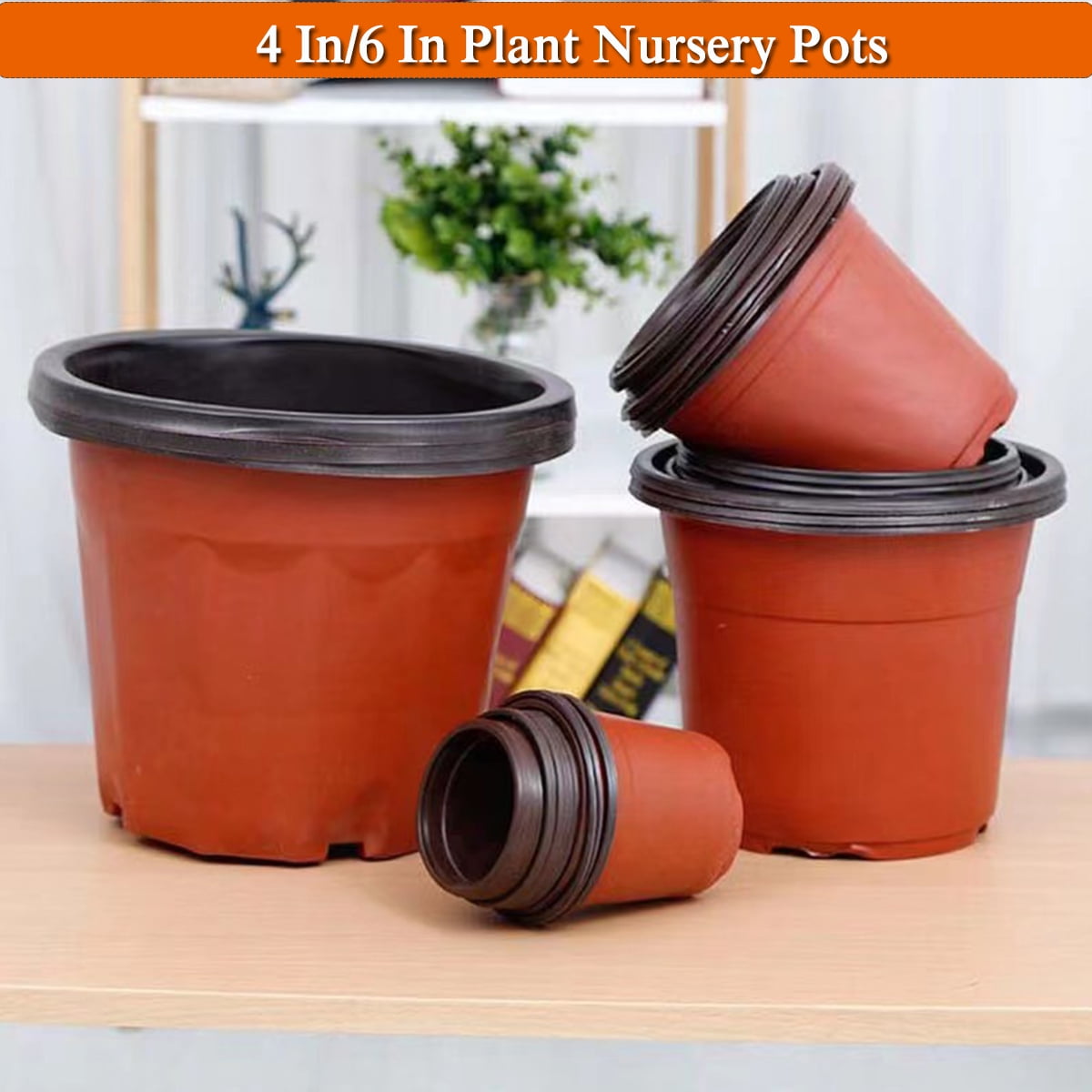Parenting Pots, 4/6 Inches , Plastic Flower Pots with Plant Labels