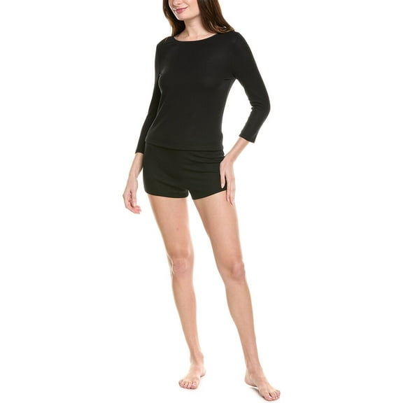 Natori womens 2pc Rib Essential Pajama Set, XL, Black